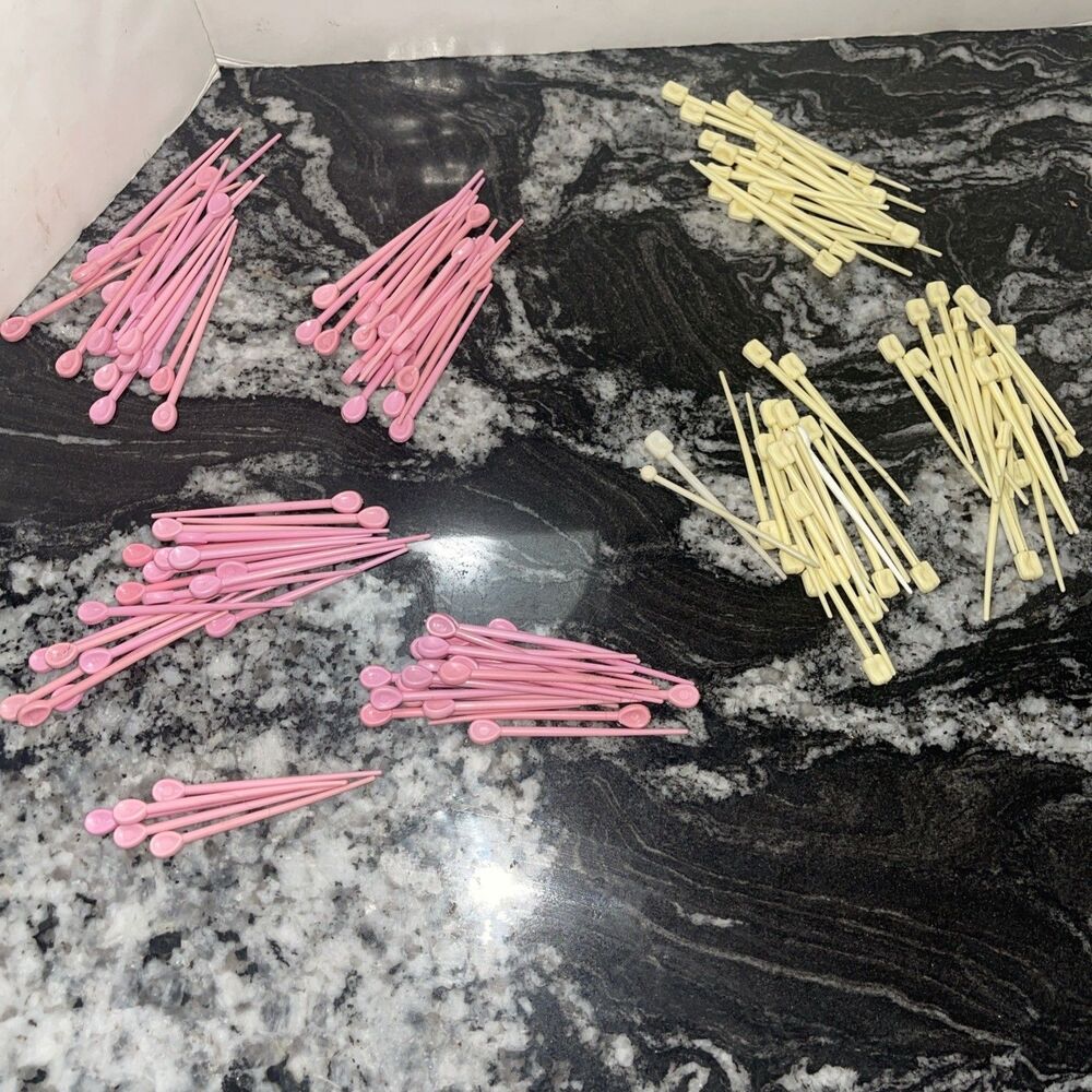 Vintage Hair Curler Pins Roller Picks Lot 145 Pink White Mix Plastic Grannycore